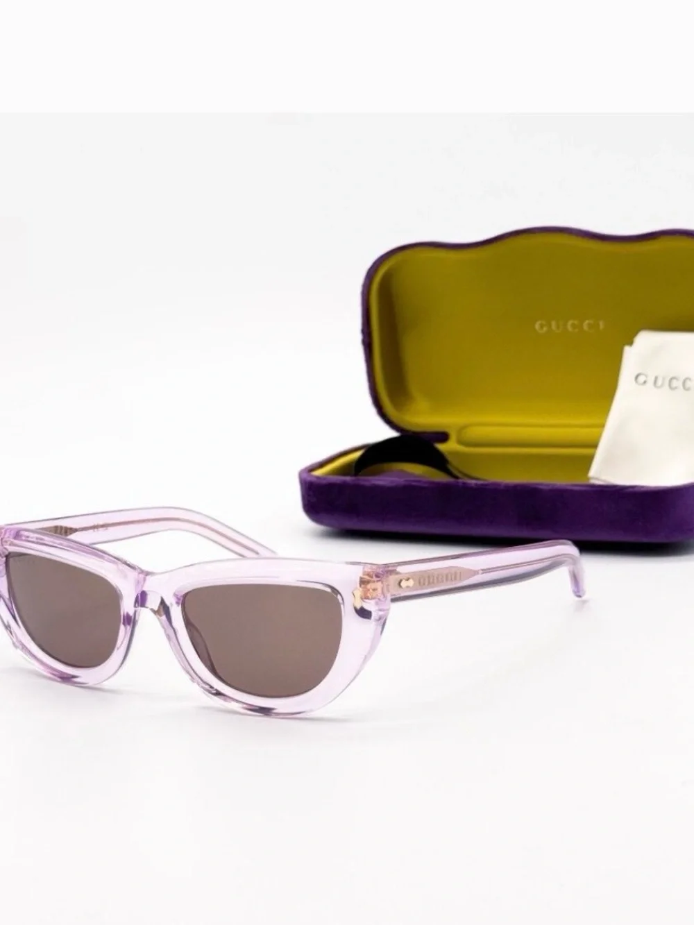 Gucci Lilac Cat-Eye Sunglasses with Brown Lenses